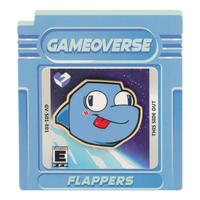 Flappers Pin – Gameoverse Glitch Productions Enamel Collectible new loose enamel pin on retro blue game cartridge card by Glitch
