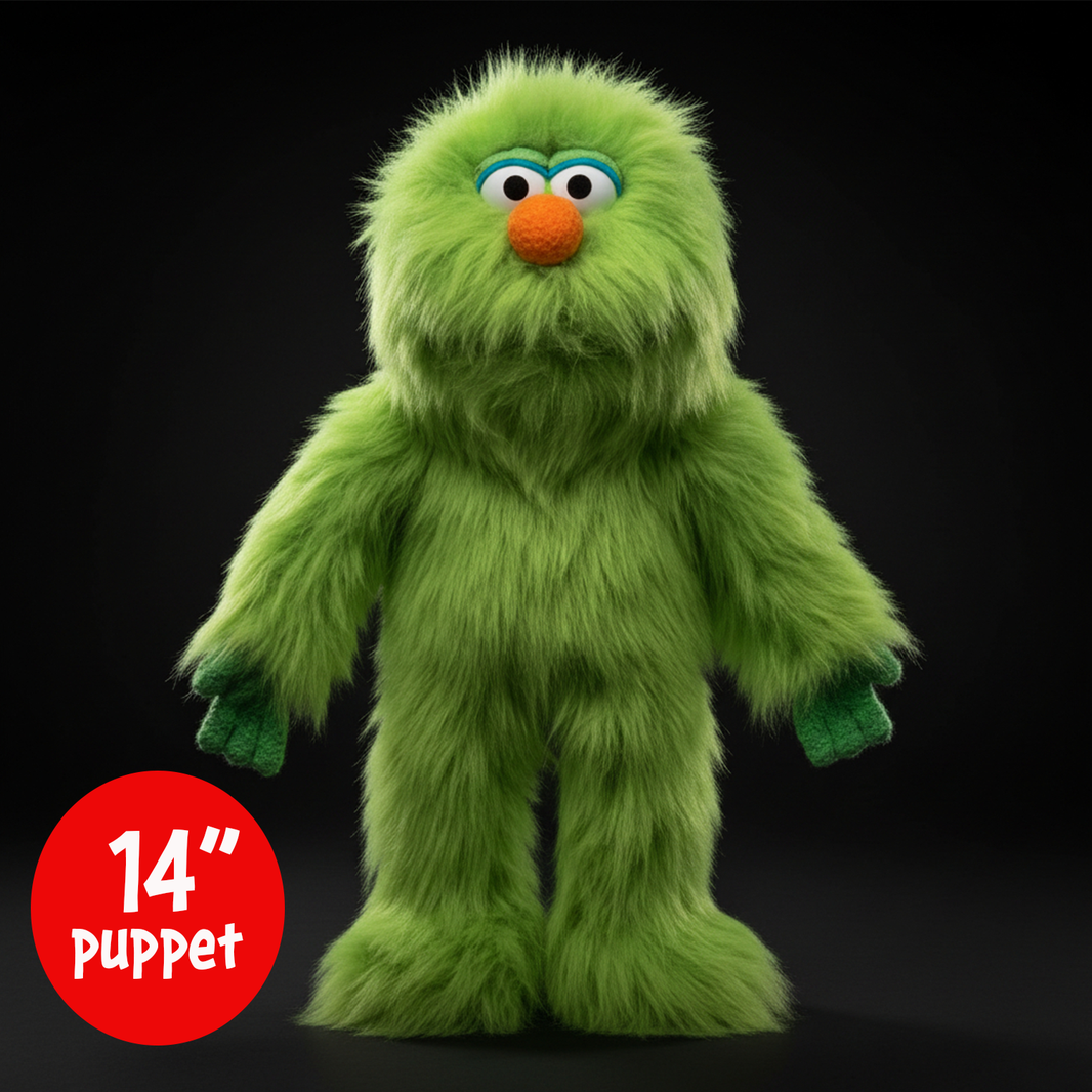 Silly Puppets Zonk Green Monster Puppet - 14" Furry Puppet with Movable Mouth & Hands by Silly Puppets new condition
