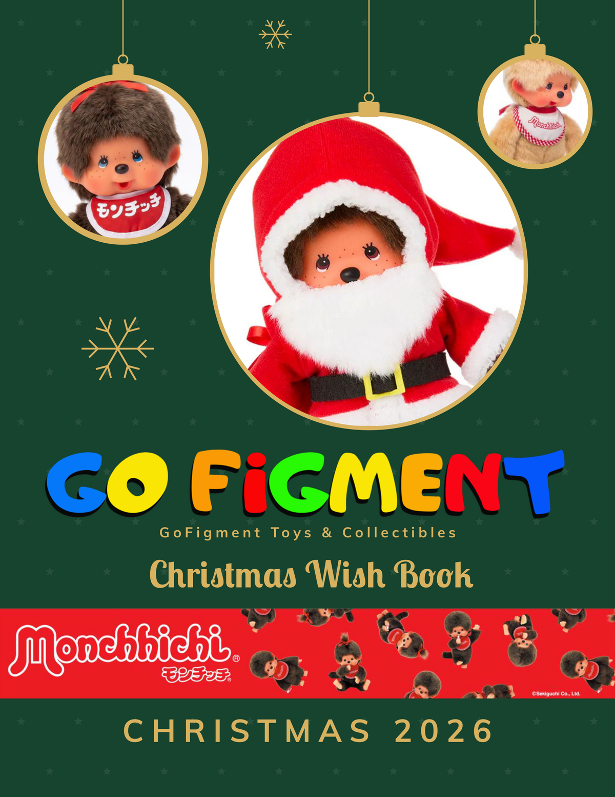 Monchhichi Christmas Wish Book cover featuring Santa themed dolls and Christmas 2026 text