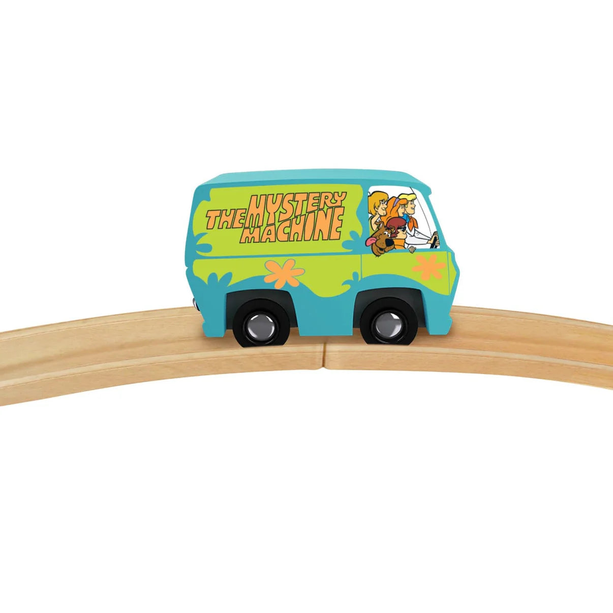 Scooby-Doo Mystery Machine Wood Toy Train MasterPieces Tracks New featuring colorful cartoon van on wooden rails