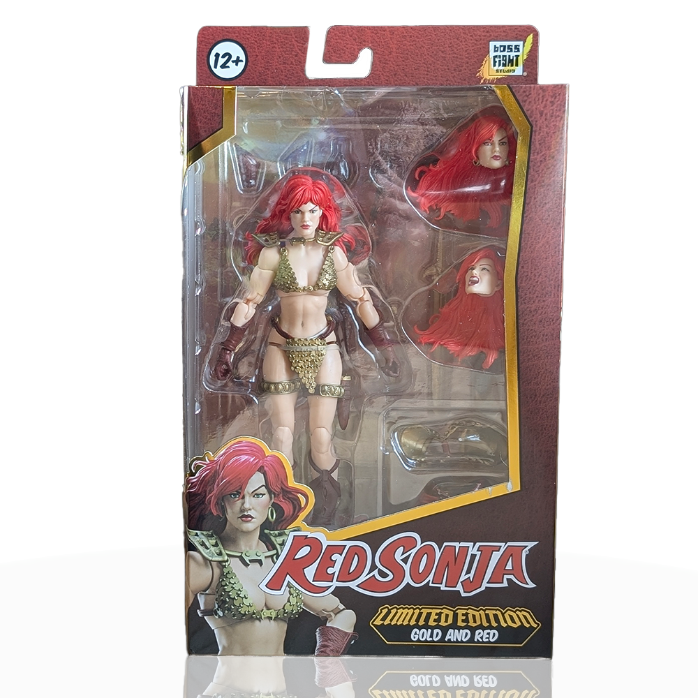 Red Sonja: Gold and Red Limited Edition Epic H.A.C.K.S. 1:12 Scale Action Figure - Boss Fight Studio in packaging