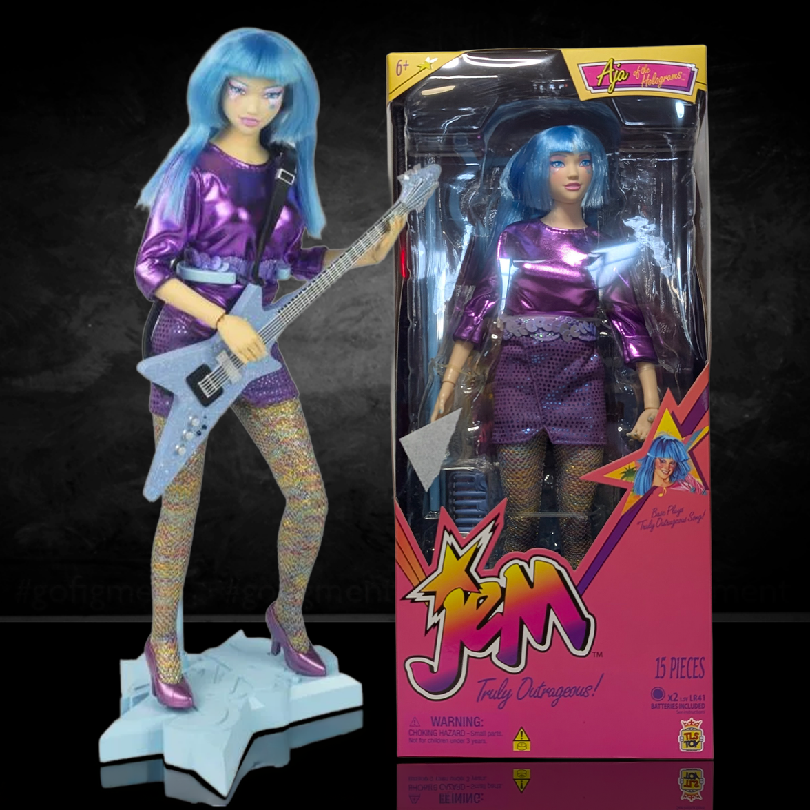 Jem and the Holograms Aja Leith 12-Inch Fashion Doll The Loyal Subjects 2025 new in box with guitar and metallic purple outfit