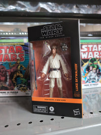 Hasbro Star Wars Black Series Luke Skywalker action figure in iconic A New Hope outfit in window box packaging