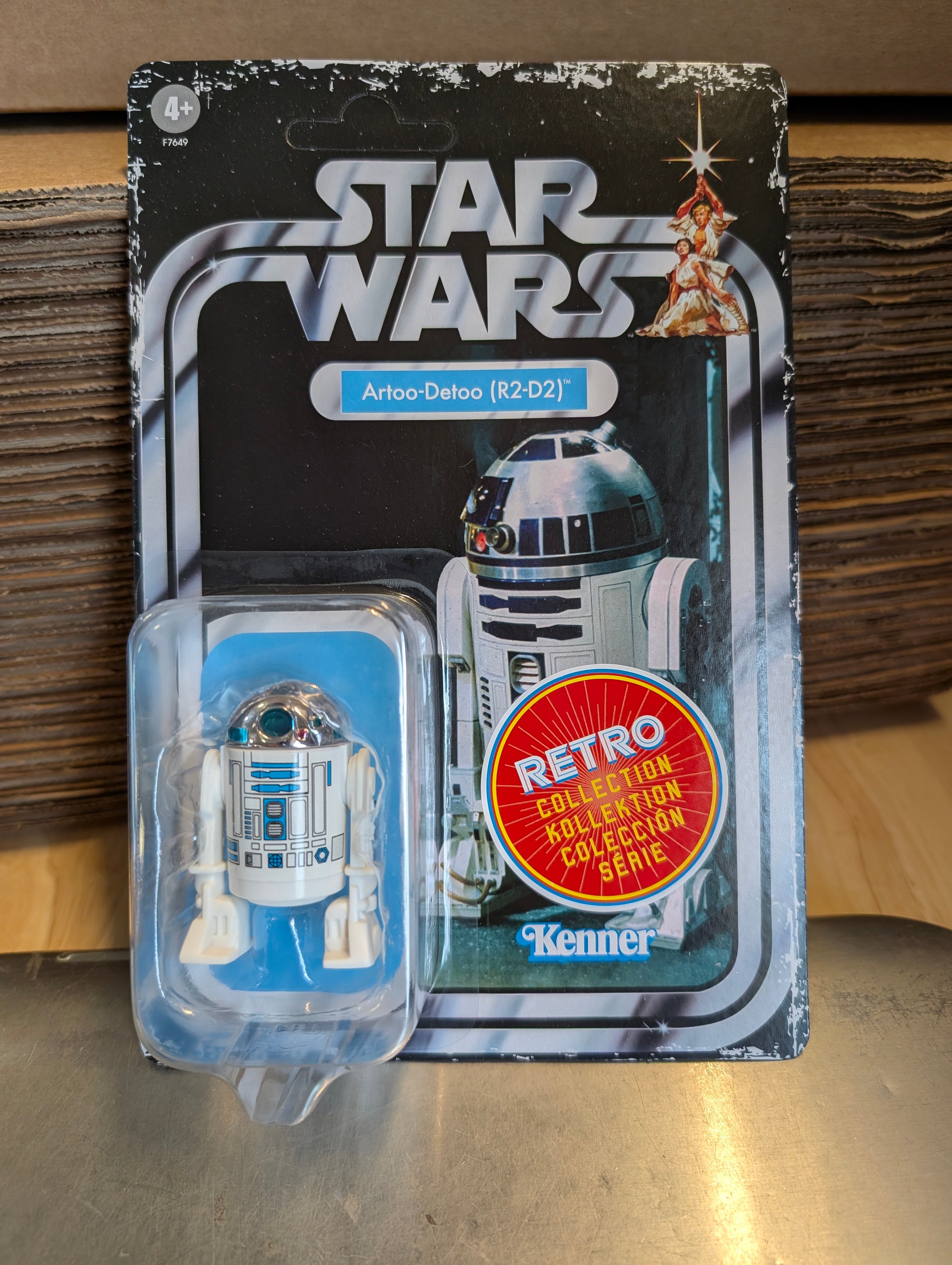 R2-D2 Star Wars Retro Collection Action Figure in case ANH by Kenner, vintage style collectible toy in original packaging