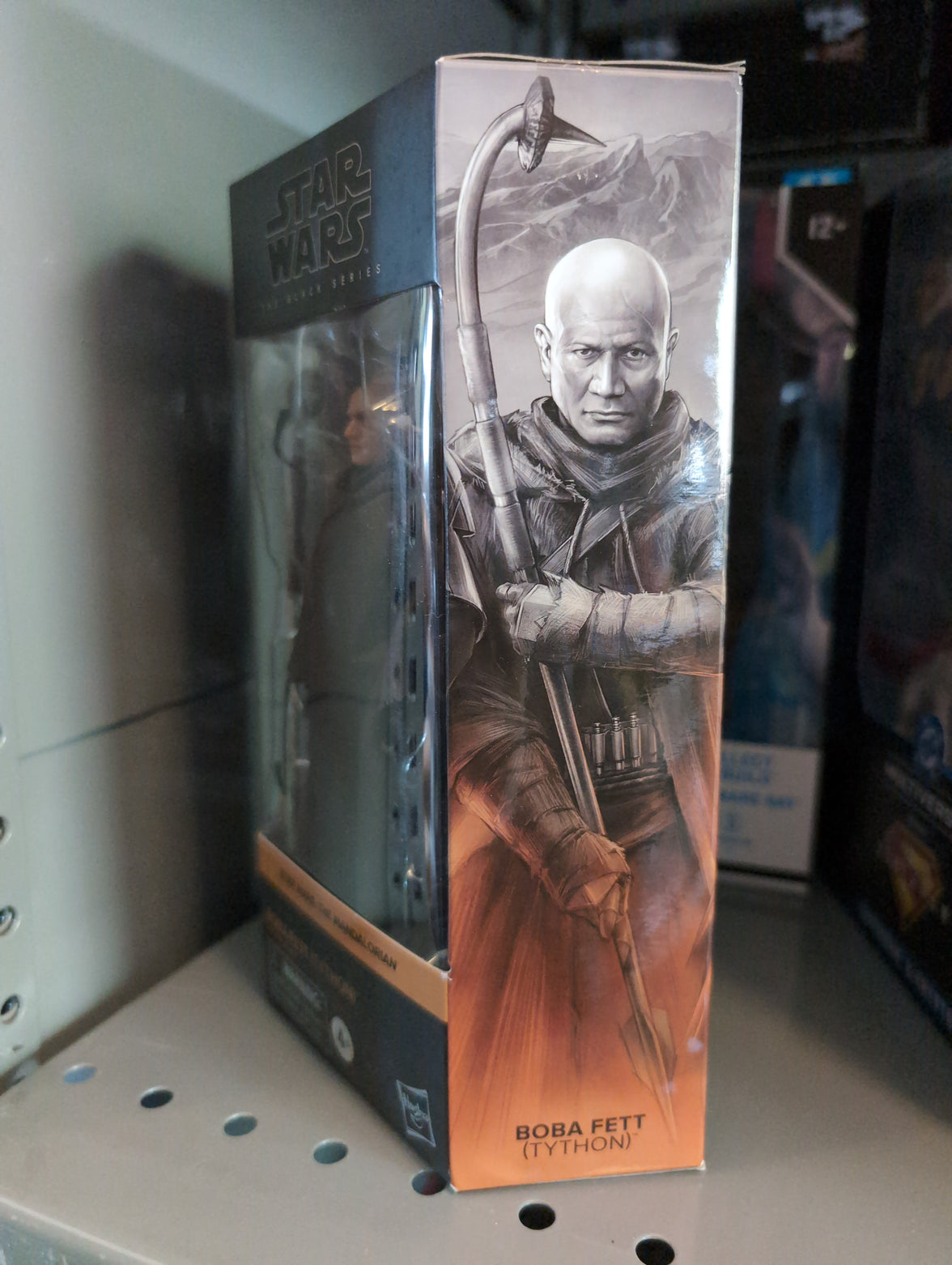 Hasbro Star Wars Black Series Boba Fett Tython action figure packaging with detailed character art visible