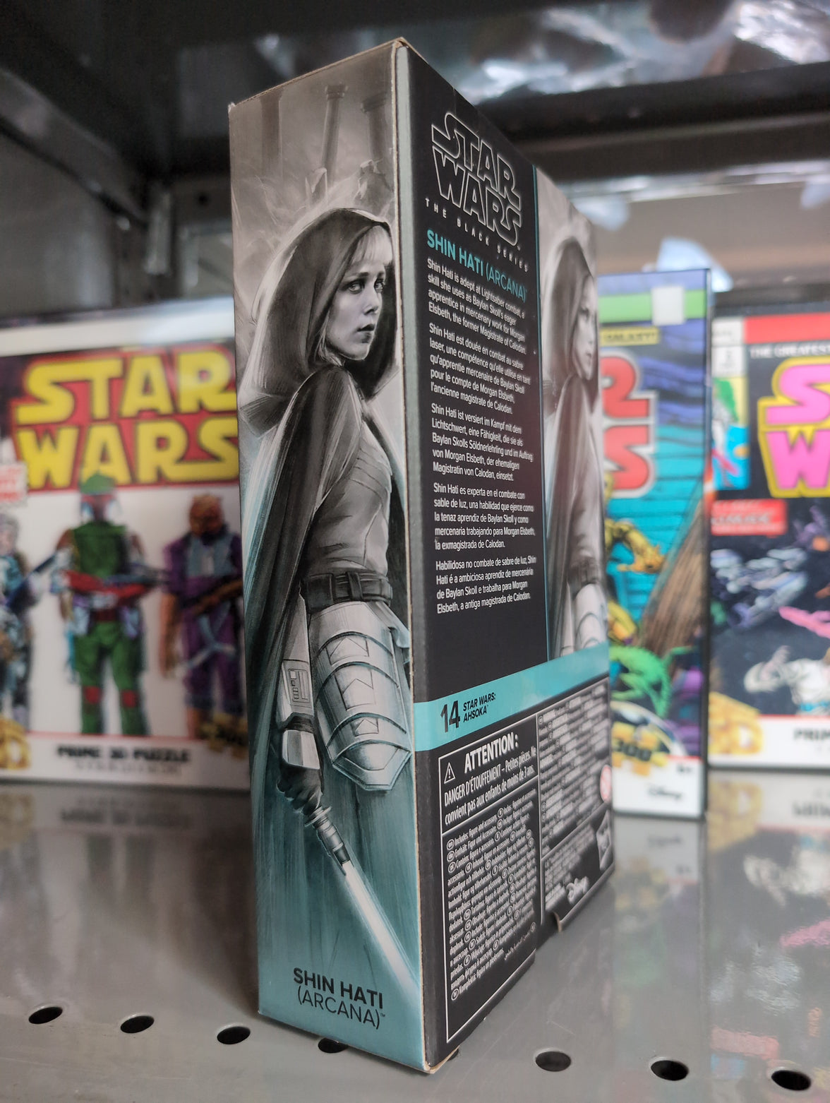 Hasbro Star Wars Black Series Shin Hati Arcana 1:12 scale action figure packaging side view