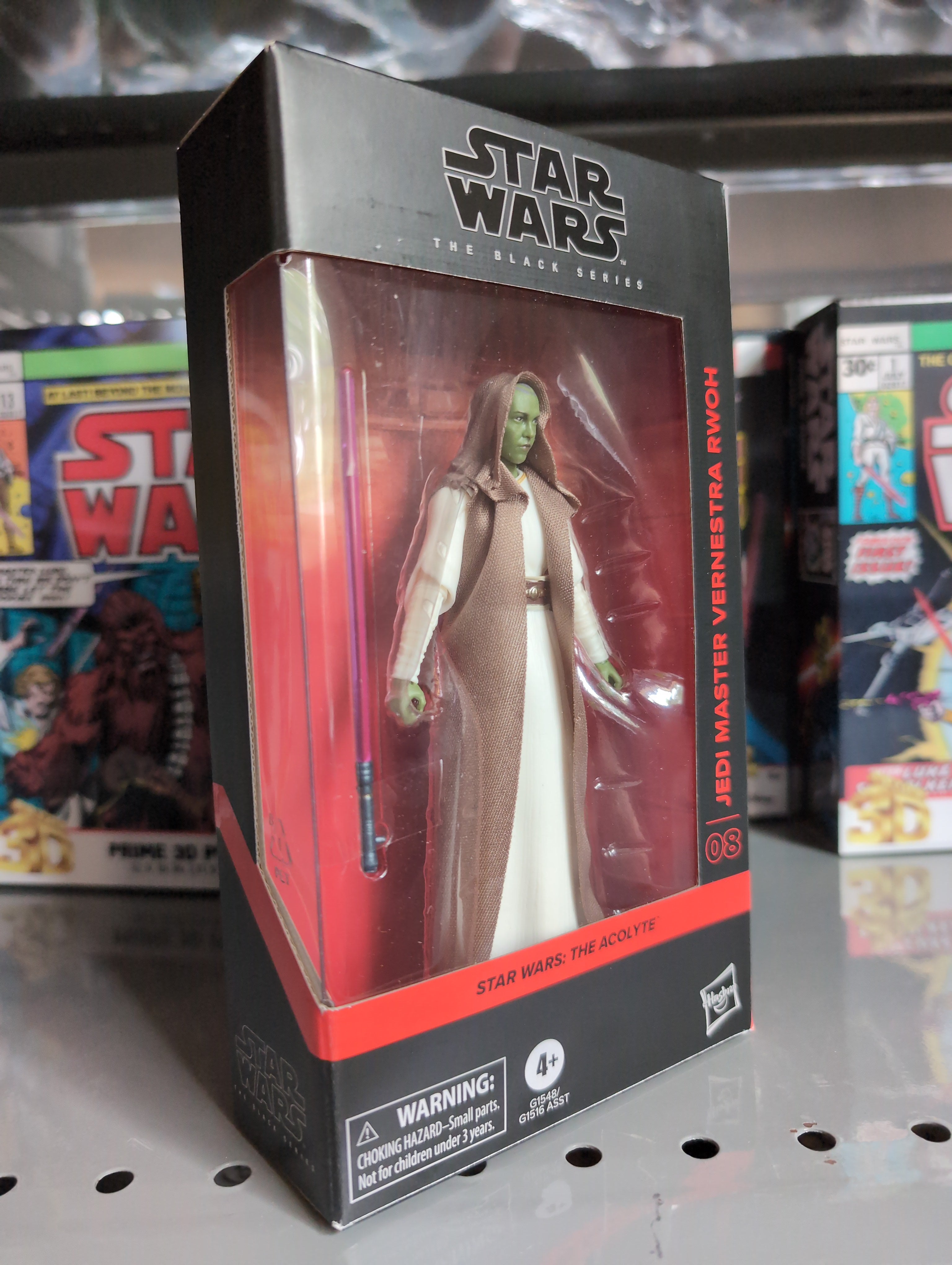 Hasbro Star Wars Black Series 1:12 scale Vernestra Rwoh Jedi Master action figure in packaging with lightsaber accessory