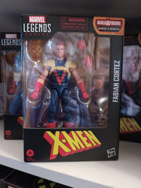 Hasbro Marvel Legends Fabian Cortez X-Men action figure in packaging with Build A Figure and accessories.
