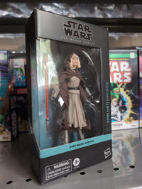 Hasbro Star Wars Black Series Shin Hati Arcana action figure in detailed packaging with lightsaber accessory visible