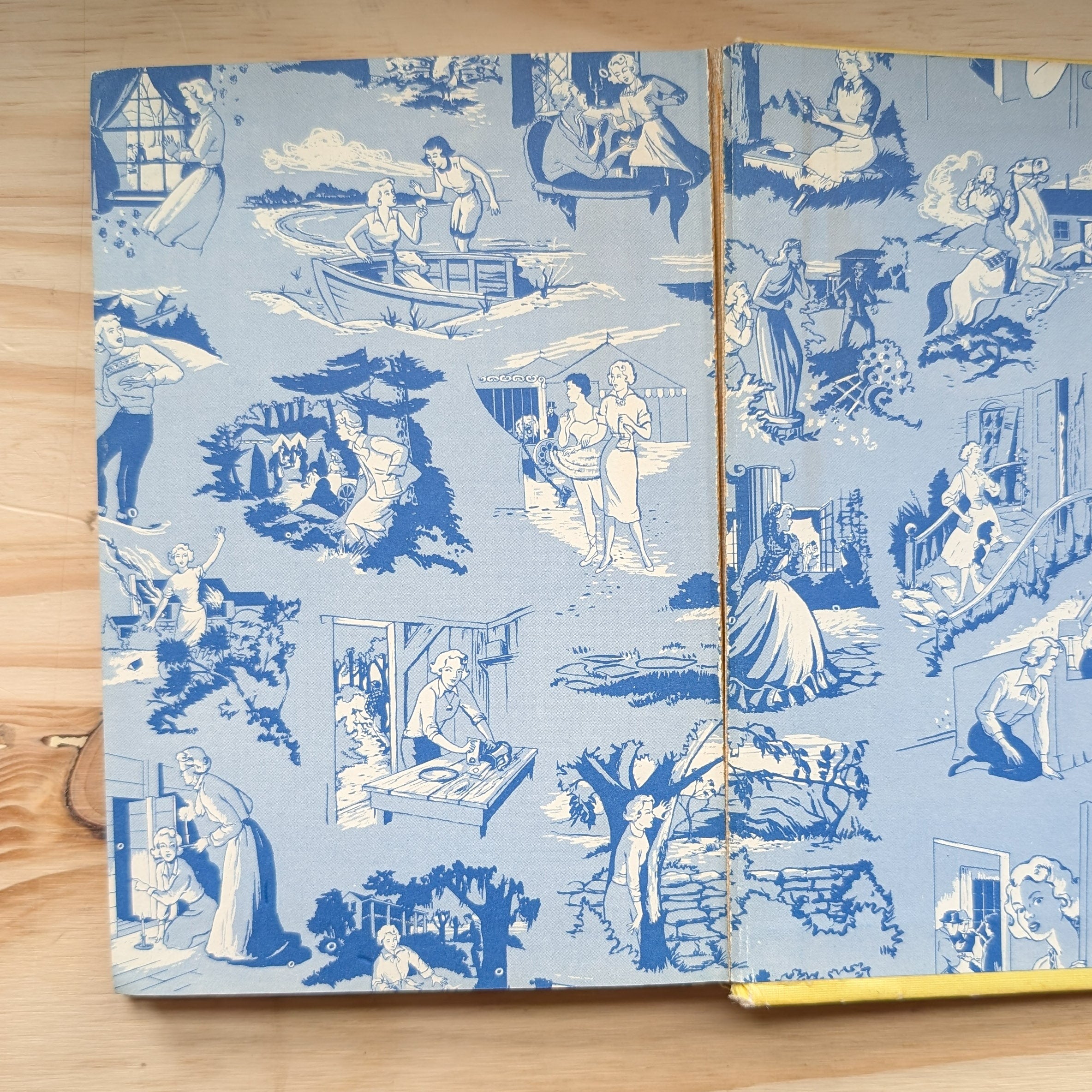 2 The Hidden Staircase Nancy Drew Mystery Books 1959 (blue endpages) by Grosset & Dunlp, Inc., vintage collectible pattern