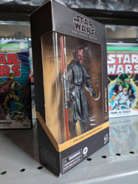 Hasbro Star Wars Black Series 6-inch Darth Maul action figure in Phantom Menace packaging on display shelf