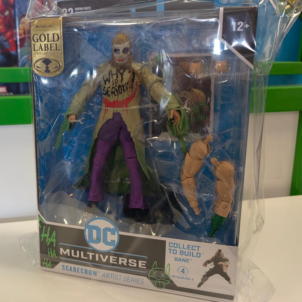 McFarlane DC Multiverse Scarecrow Jokerized 7-inch action figure with extra arms and display packaging