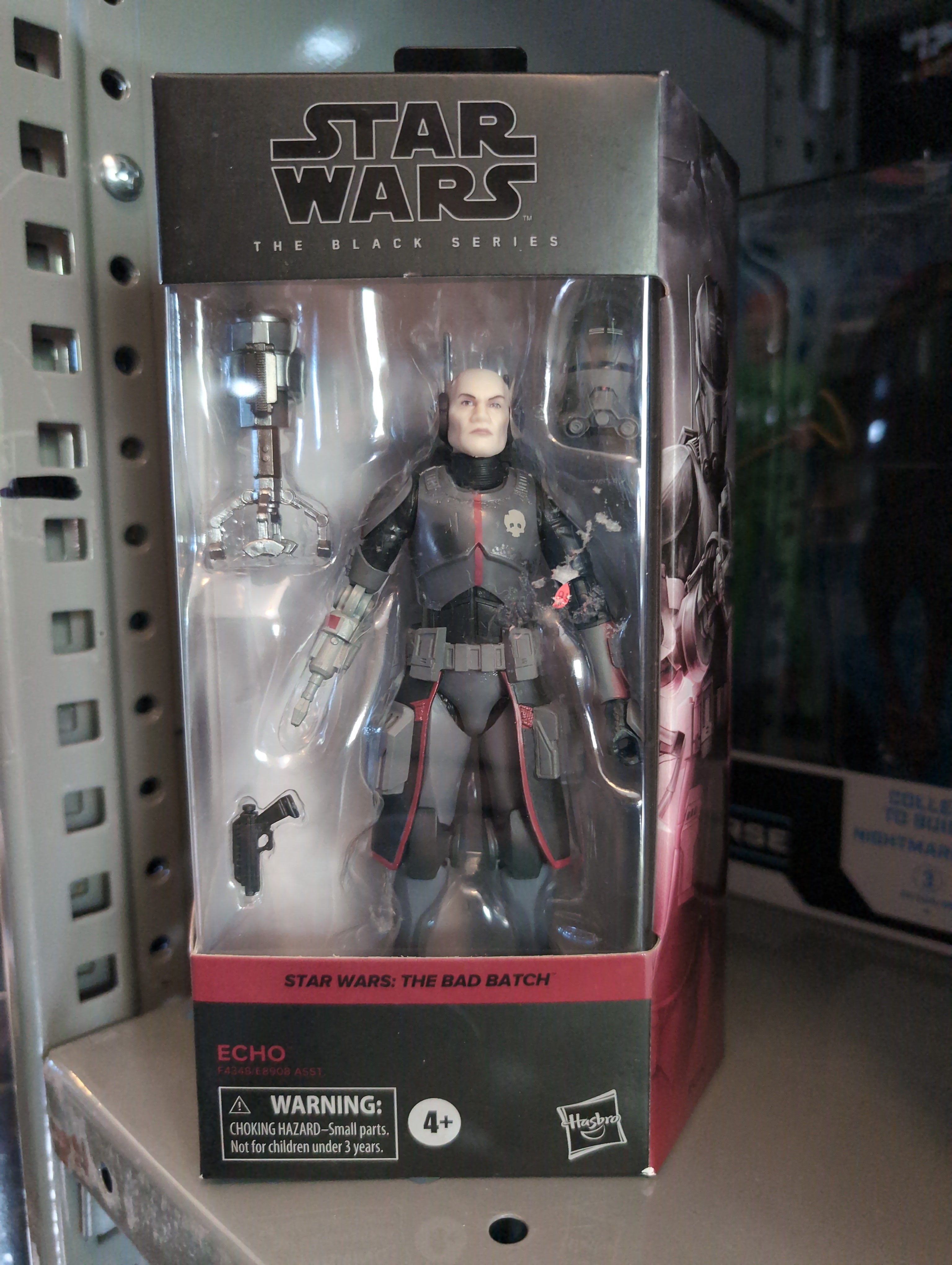 Hasbro Echo Star Wars Black Series action figure from The Bad Batch in 1:12 scale packaging with accessories visible