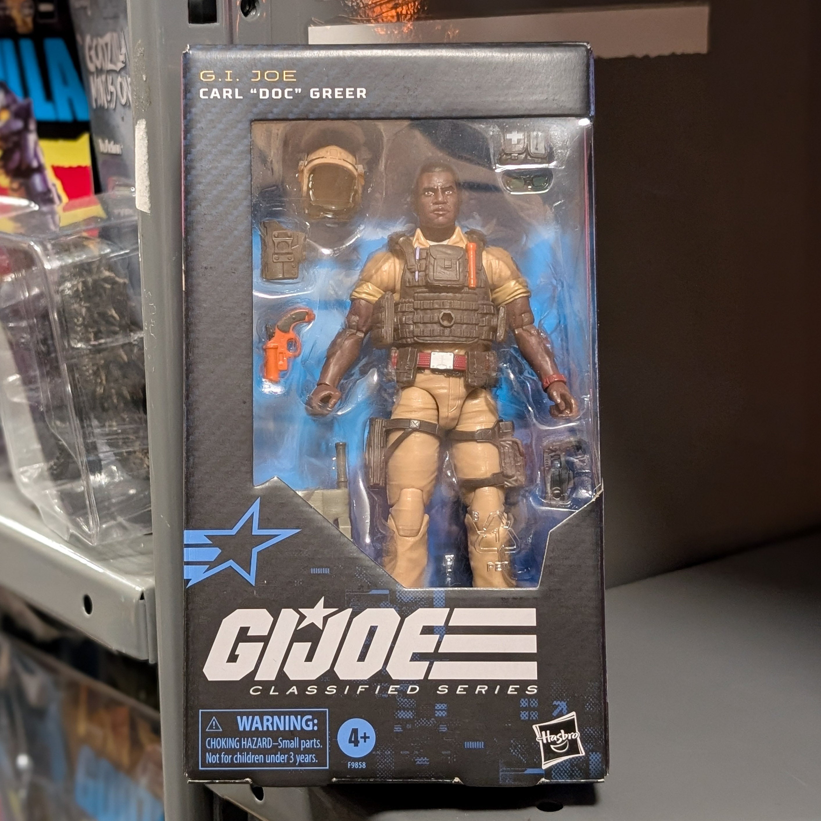 Hasbro GI Joe Classified Series Carl Doc Greer 6-inch action figure with combat medic accessories in packaging
