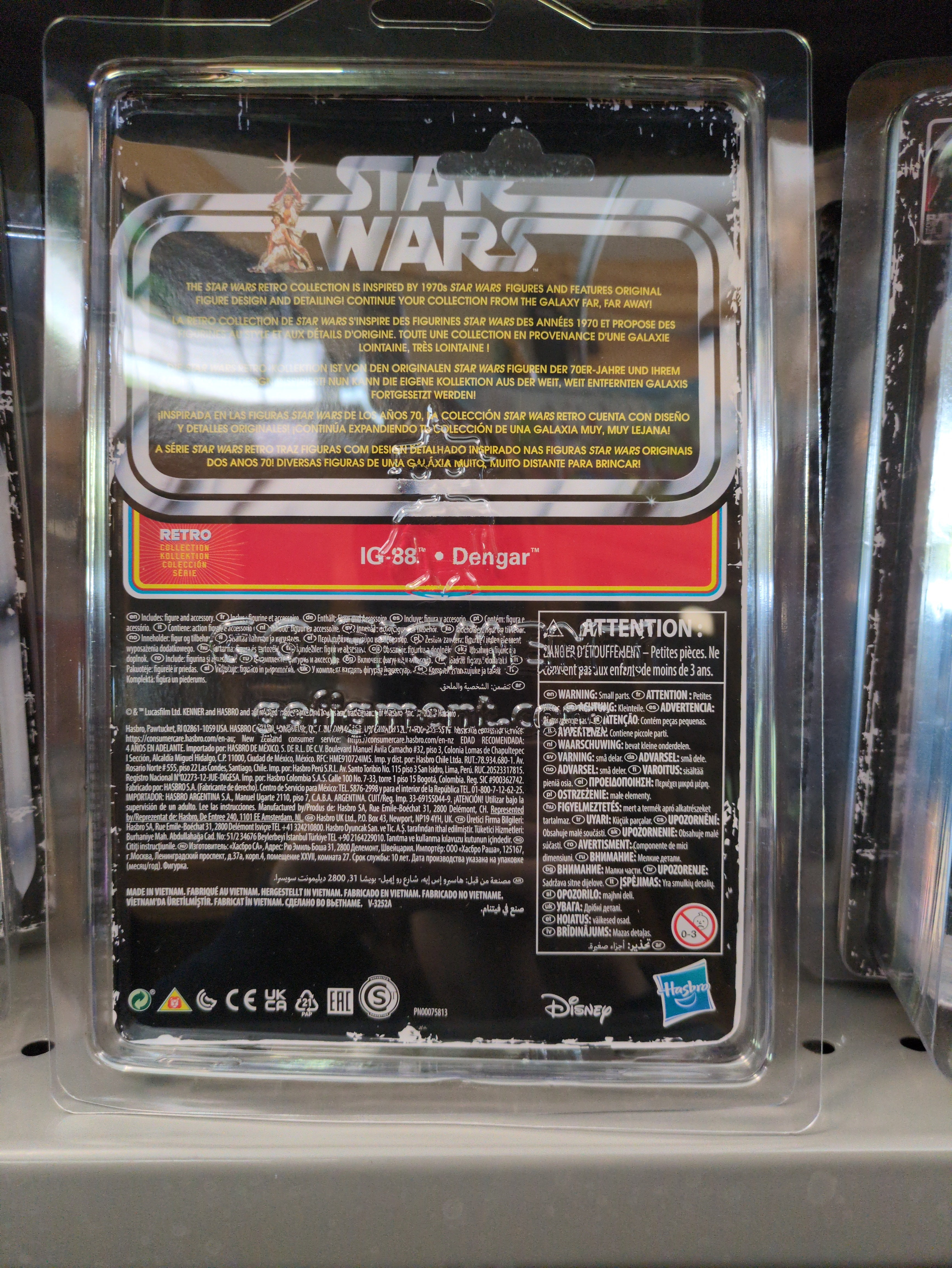 Dengar Star Wars Retro Collection Action Figure 1:18 Scale ESB by Kenner, new in box collectible toy packaging back view