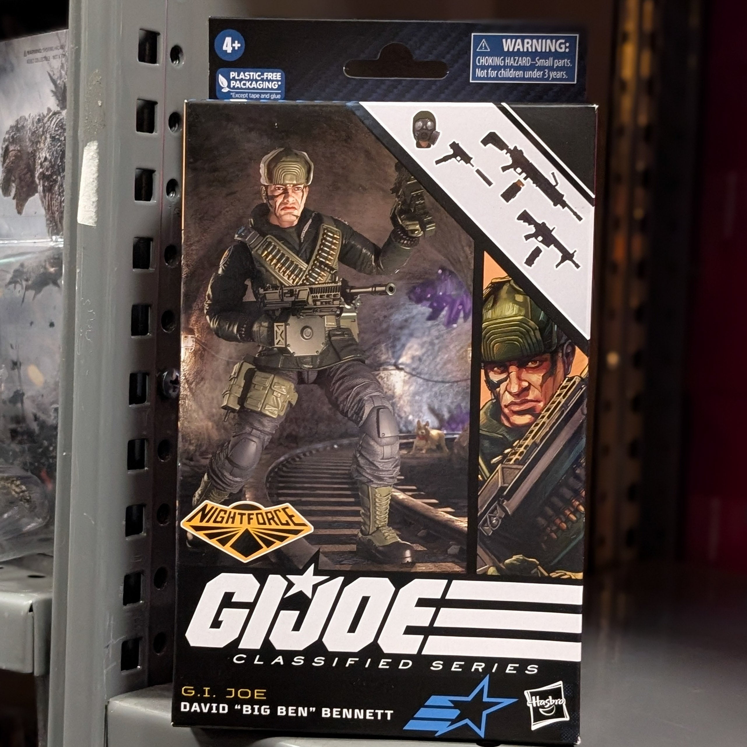 Hasbro GI Joe Classified Series David Big Ben Bennett Nightforce action figure in packaging with weapons and artwork