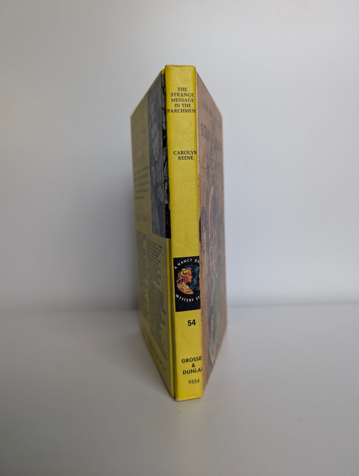 Vintage Nancy Drew 54 The Strange Message in the Parchment yellow hardcover book by Grosset & Dunlap Inc.