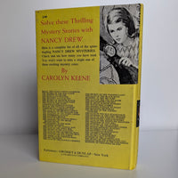Back cover of 1978 Grosset & Dunlap Nancy Drew Mystery of Crocodile Island book with list of titles and illustration