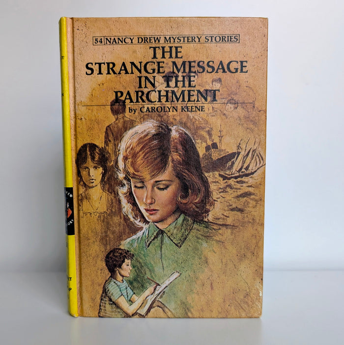 Vintage Nancy Drew The Strange Message in the Parchment hardcover by Grosset & Dunlap 1977 edition white endpages