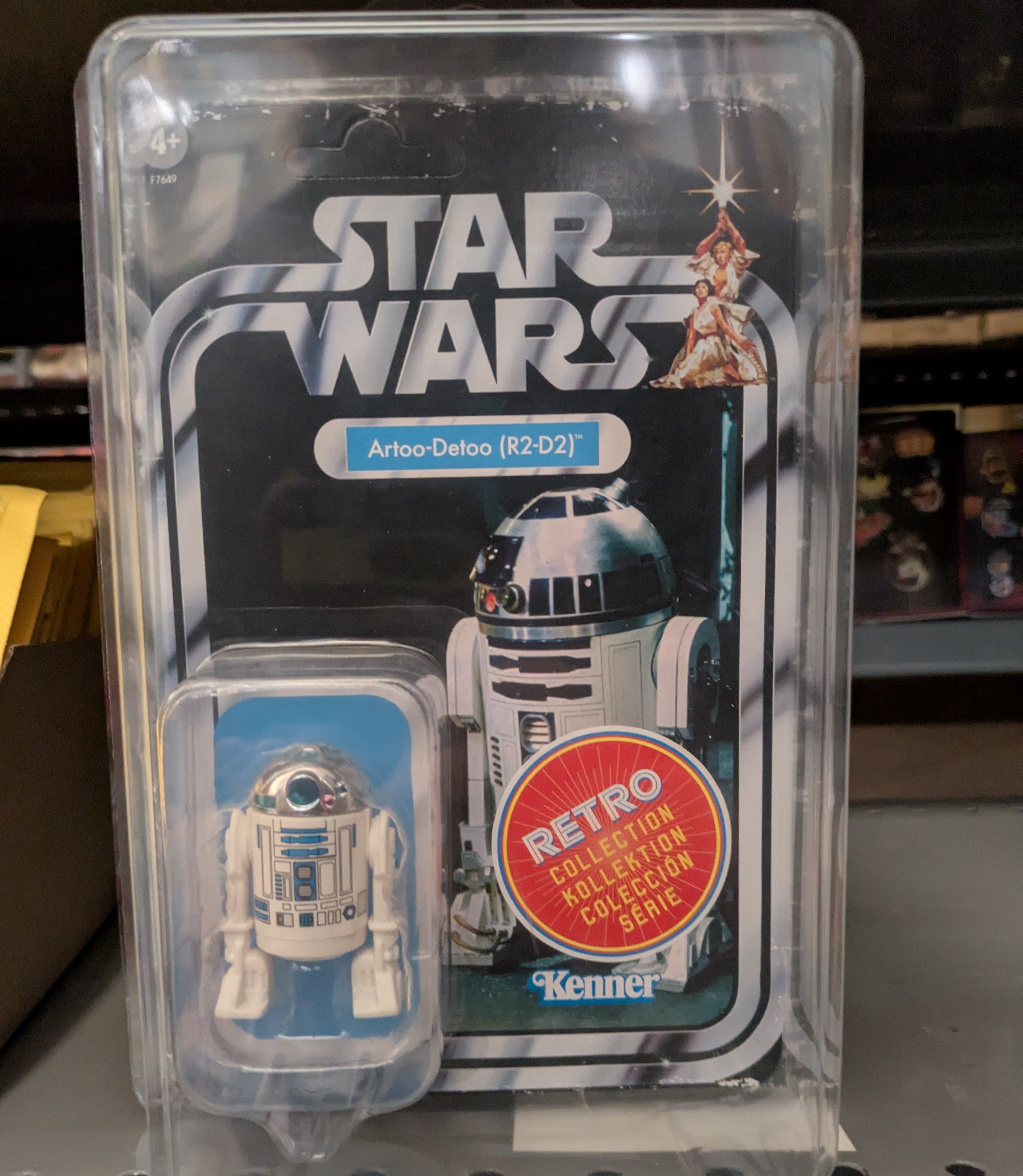 R2-D2 Star Wars Retro Collection Action Figure in case ANH by Kenner, vintage style collectible toy in sealed packaging