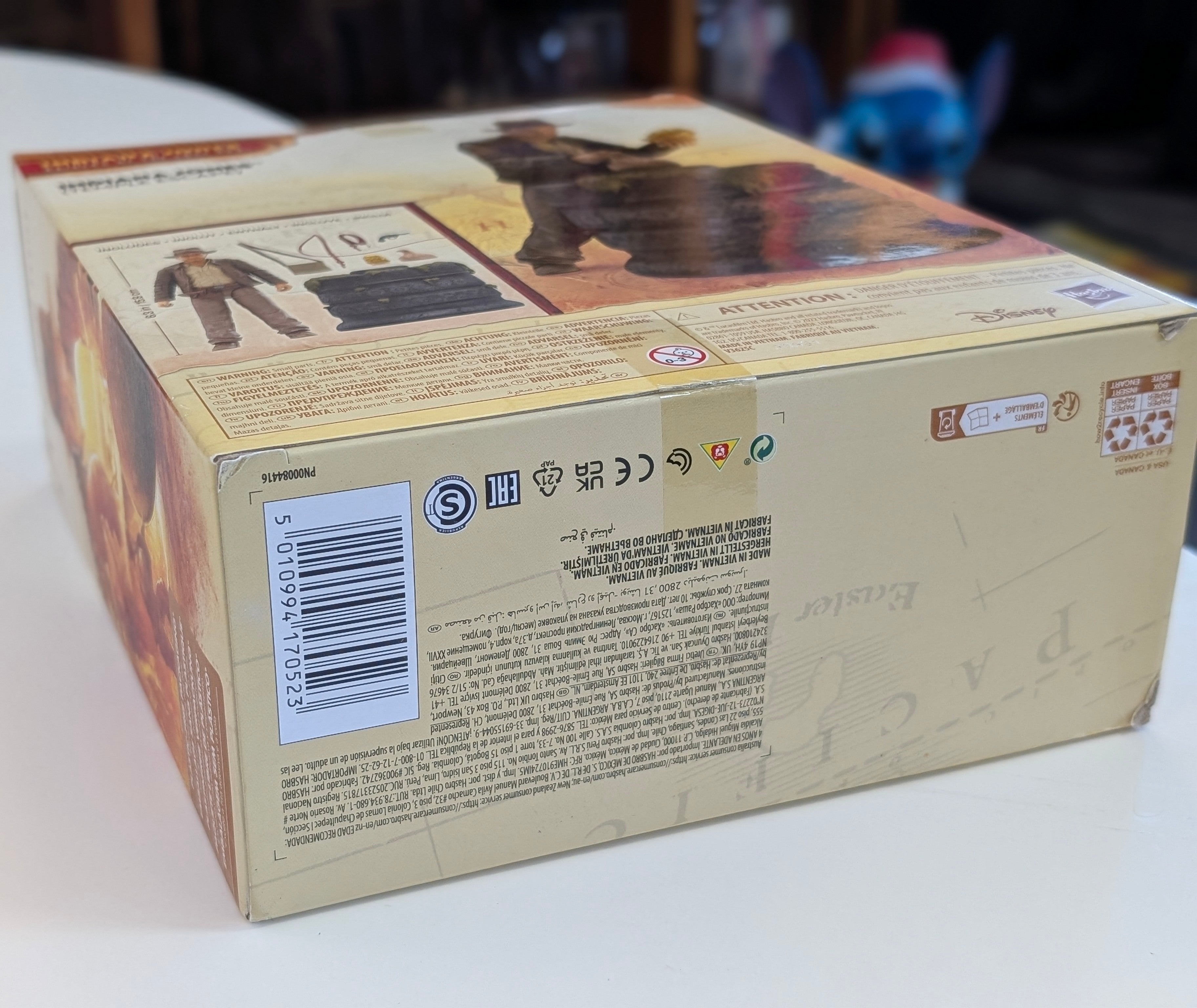 Hasbro Indiana Jones Temple Escape 6-inch action figure box with character and accessory images on the back panel