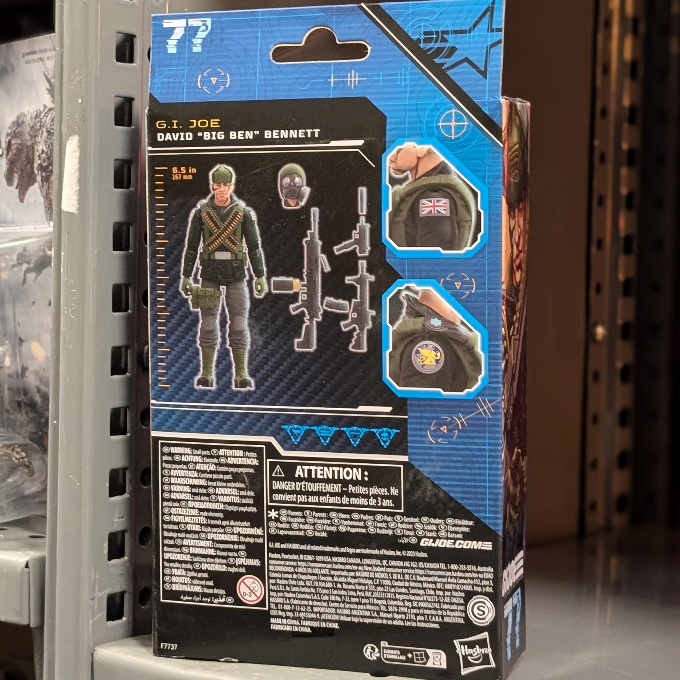 Hasbro G.I. Joe Classified Series David Big Ben Bennett Nightforce action figure packaging back with accessories shown