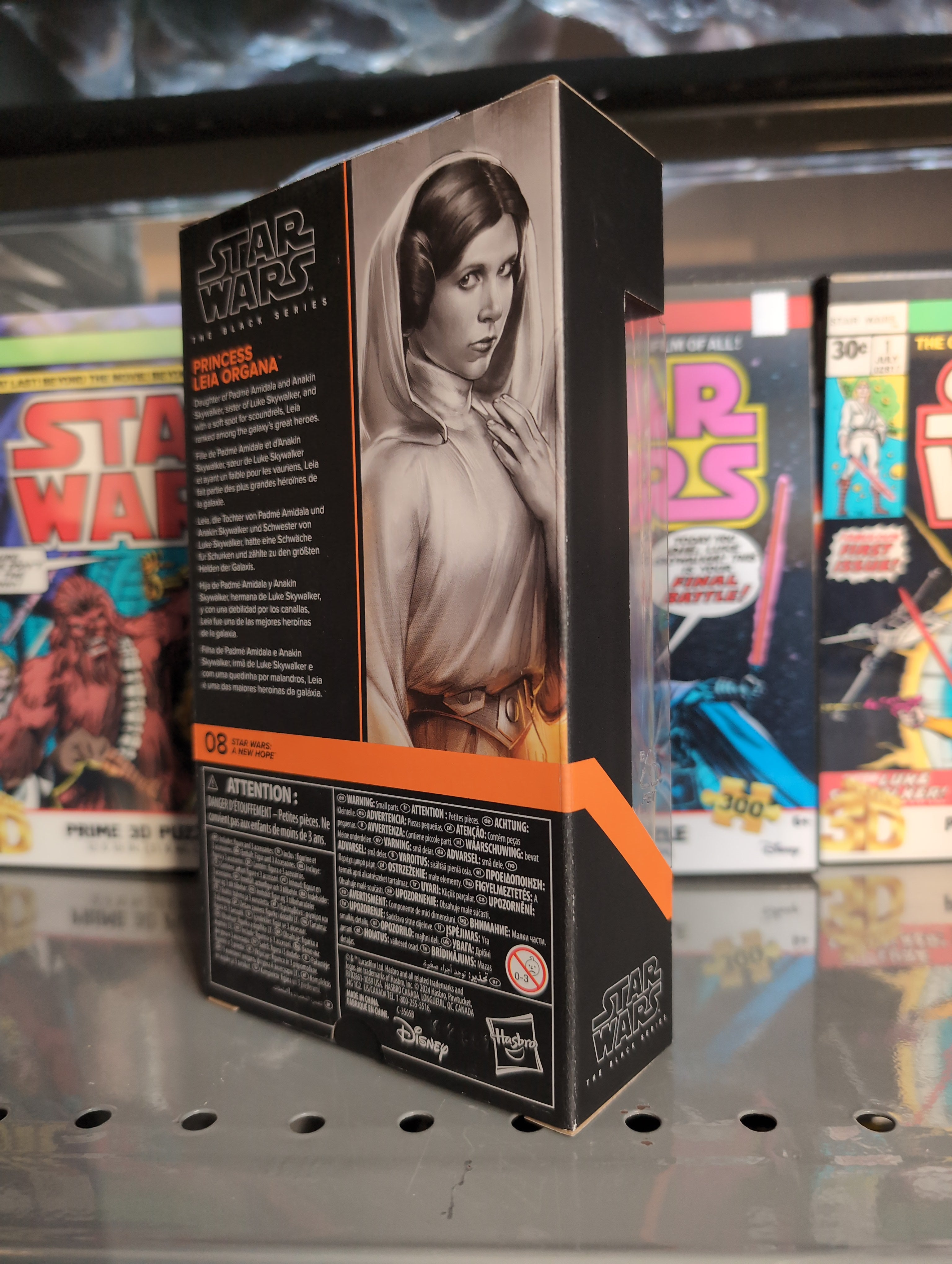 Hasbro Star Wars Black Series Princess Leia Organa action figure packaging from A New Hope film display box
