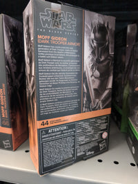 Hasbro Star Wars Black Series Moff Gideon Dark Trooper Armor 6-inch collectible action figure in packaging