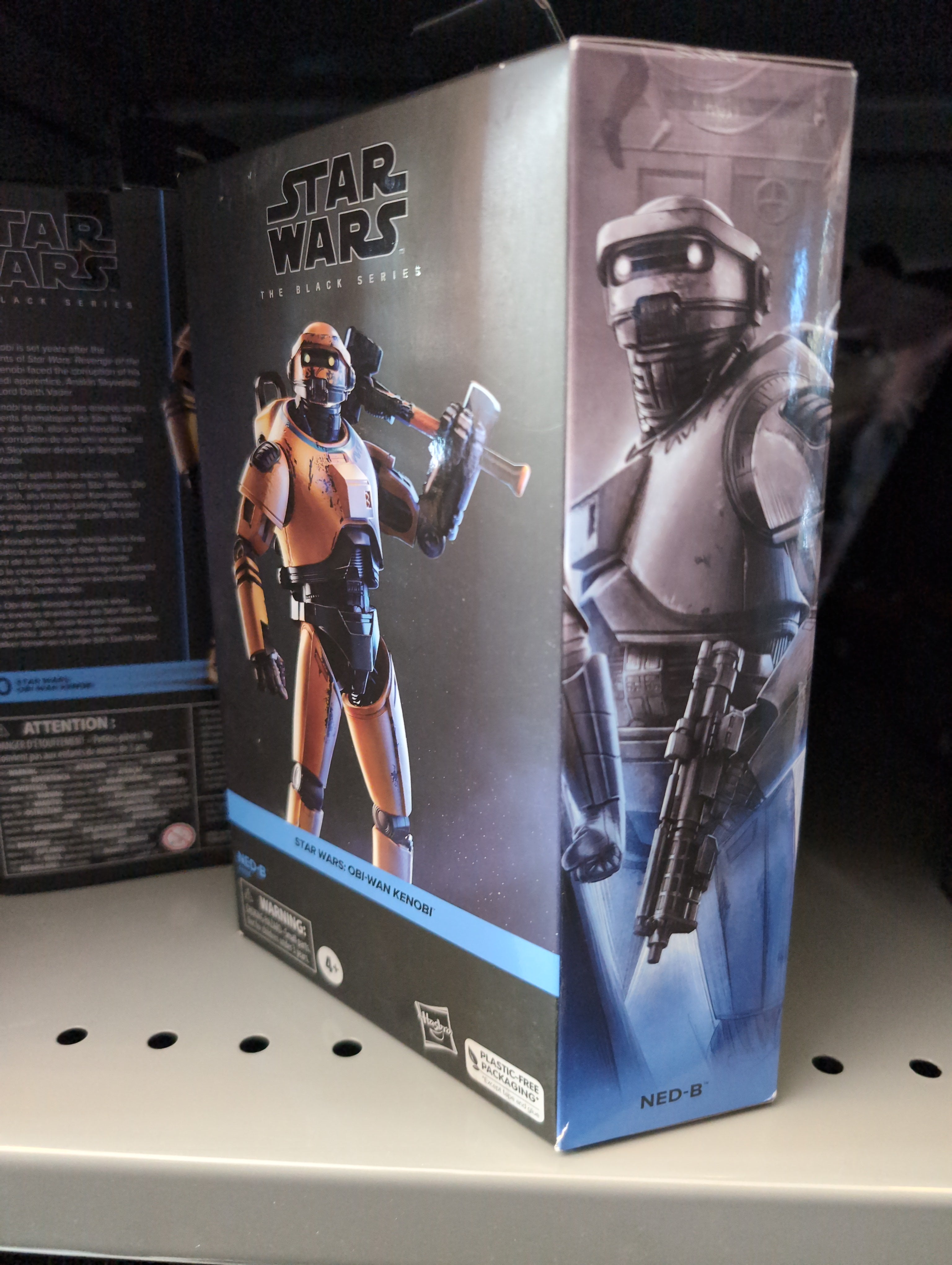Hasbro Star Wars Black Series NED-B Obi-Wan Kenobi 1:12 scale action figure packaging on shelf