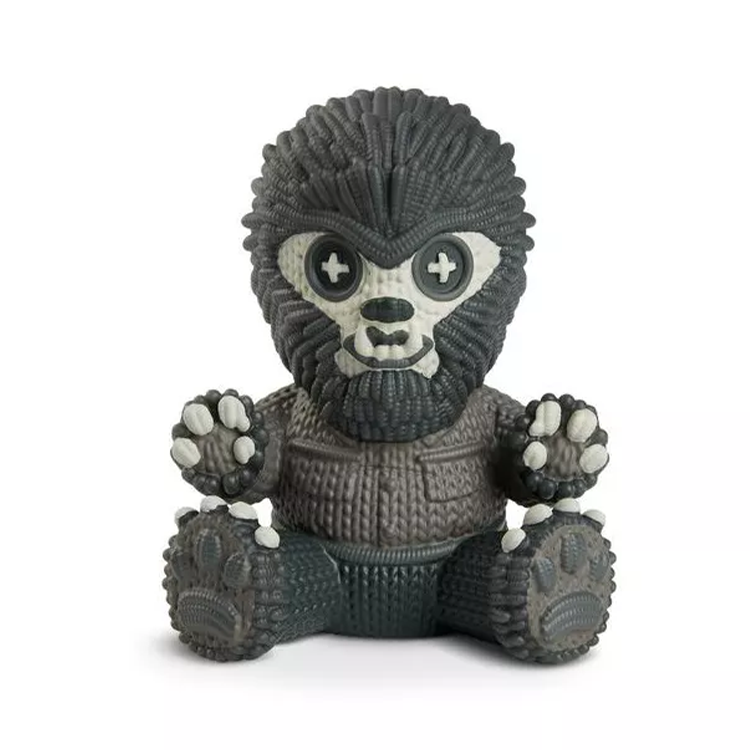 Wolf Man Glow in the Dark Vinyl Figure #248 by Handmade by Robots sitting with textured fur and button eyes