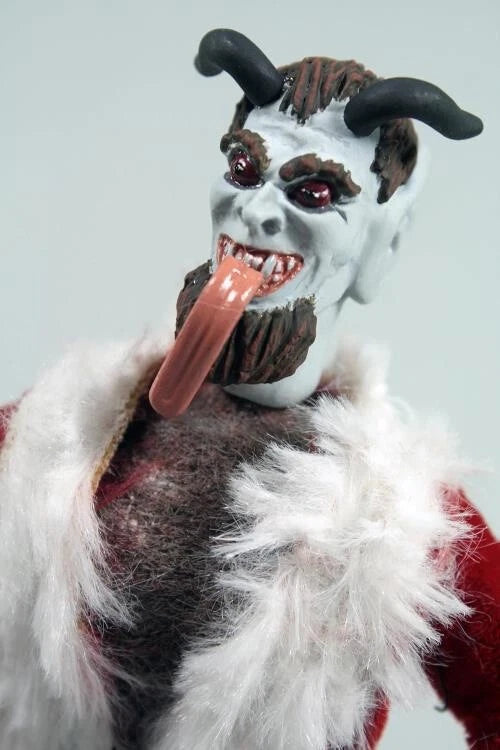 Krampus Retro Style Articulated Mego Action Figure 8 inch with detailed face, horns, and fur-trimmed costume by Mego