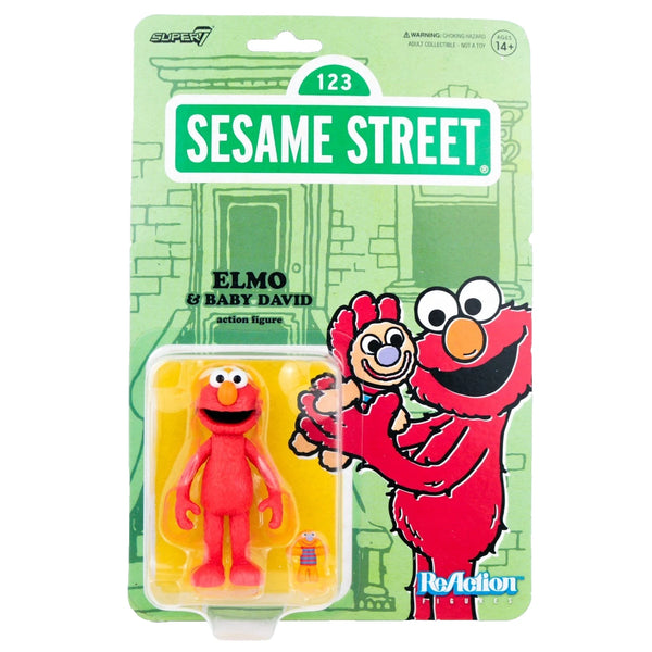 Elmo and Baby David 1:18 Scale Sesame Street 3.75" ReAction Action Figure Super7 collectible toy packaging