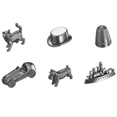 Hasbro Monopoly Signature Collection Premium Edition New Board Game tokens including cat, hat, thimble, car, dog, and ship pieces