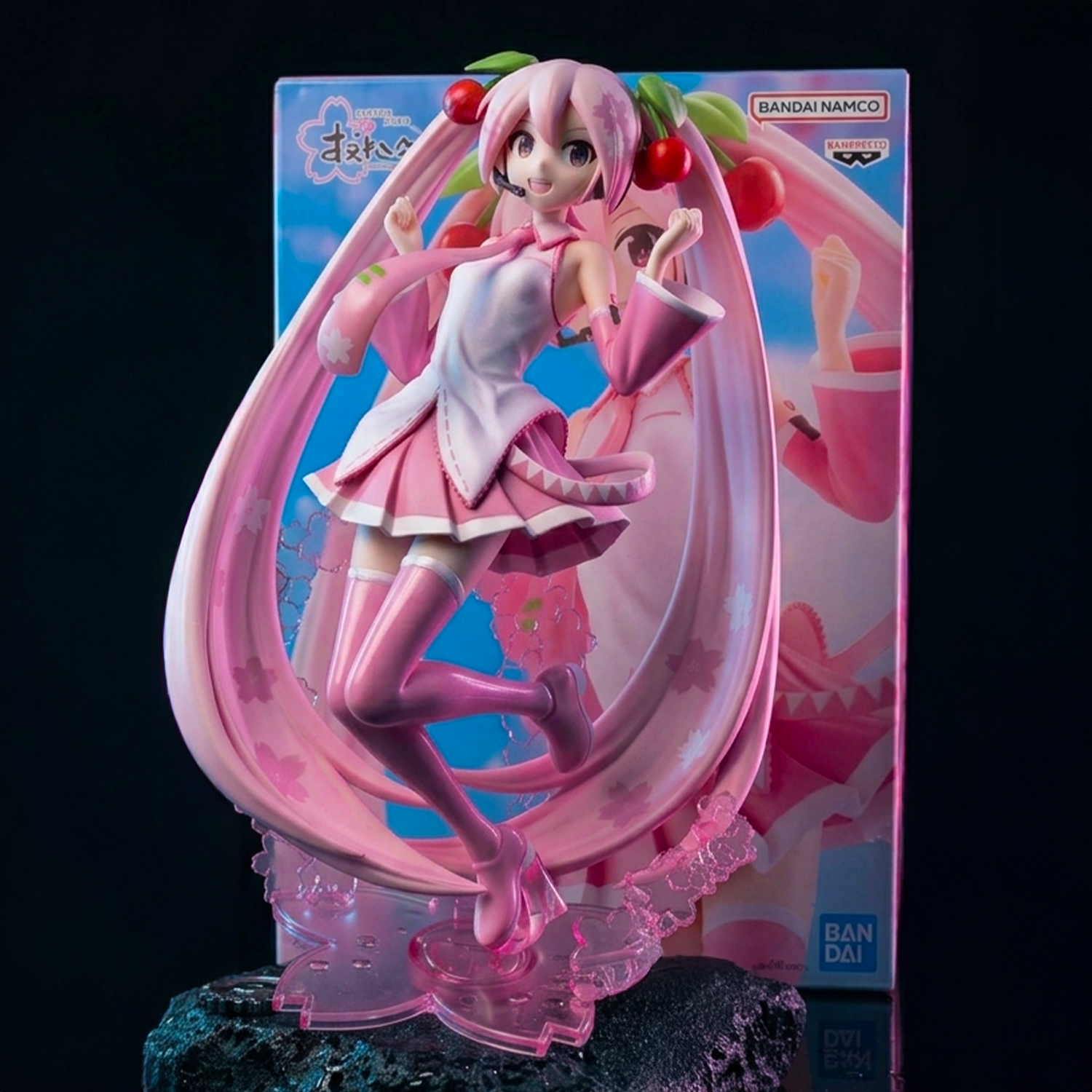 Sakura Miku Evolve 9" Banpresto Anime Statue Hatsune Miku Figure with pink outfit and cherry accessories new in box
