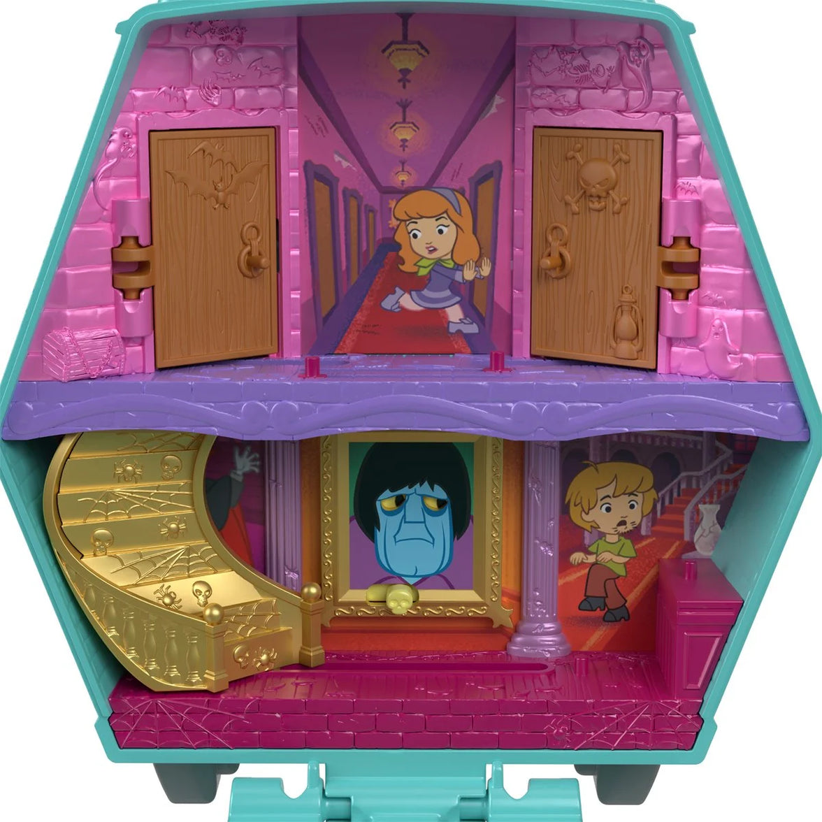 Scooby-Doo 9.84" Mattel Mini-Figure Playset Polly Pocket Compact opened with Scooby-Doo characters