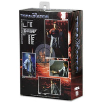 The Terminator T-800 Tech Noir Ultimate 7-Inch Scale Action Figure NECA packaging rear with character images and branding.