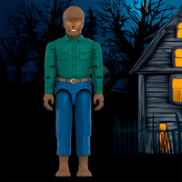 Hasbro Universal Monsters Wolf Man 3 3/4 inch ReAction+ figure standing in front of a spooky house at night