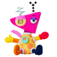 Glitch Zooble rearrangeable plush toy from The Amazing Digital Circus with bright colors and quirky geometric shapes