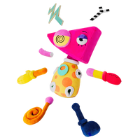 Glitch Zooble rearrangeable plush toy from The Amazing Digital Circus with colorful detachable parts and expressive face